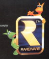 Artwork of two Jinjos with the Rareware logo from Banjo-Kazooie